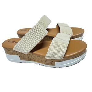 Cozzy Girl Hailee Platform Wedge Sandals Cream Womens Sz 8.5 Elastic Straps NEW